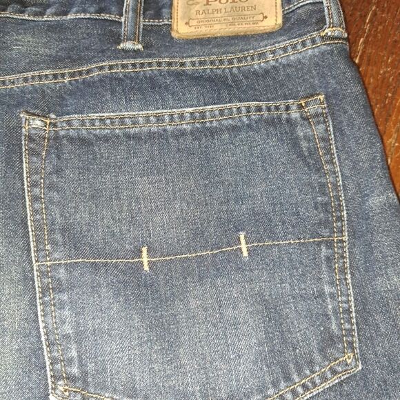 42Tx36 Polo Ralph Lauren The Hampton Straight Denim Blue Jeans Cotton w Pockets - Picture 2 of 9